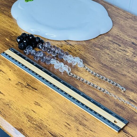 Vintage Faceted Lucite Bead Necklace Smokey Purple Taupe Plastic Graduated 4151 - Picture 11 of 12